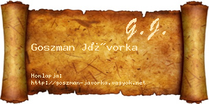 Goszman Jávorka névjegykártya